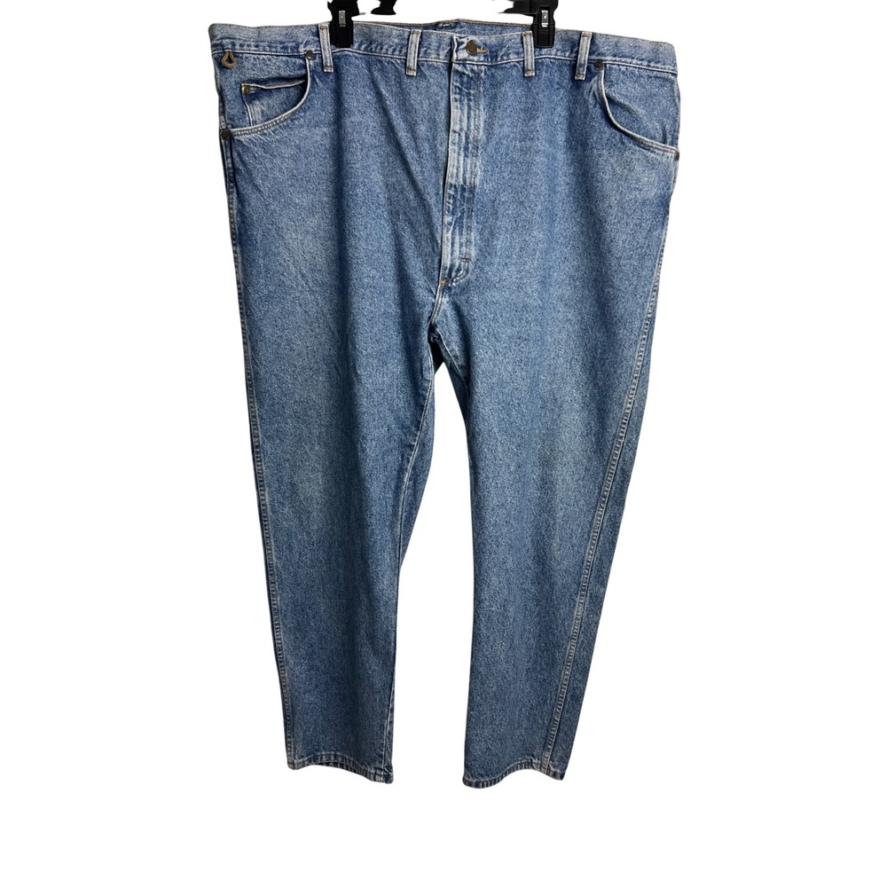 Vintage Wrangler Rugged Wear Jeans Made in USA Mens 52x30 Blue Straight Leg F04‎